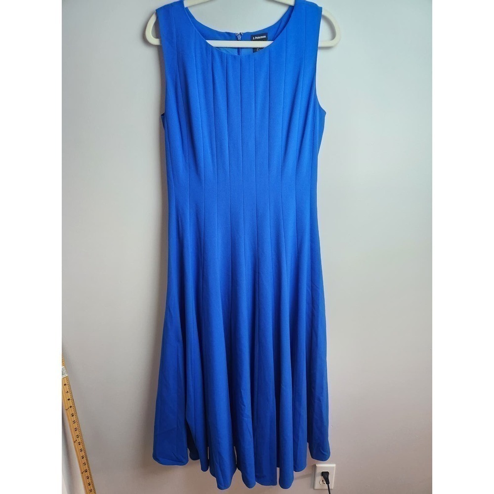 J Peterman Maxi A Line blue dress sleeveless lined zip back